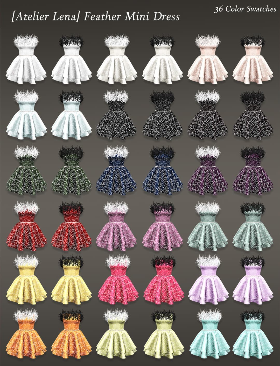 Галерея мода Платье Feather Mini Dress Set #1